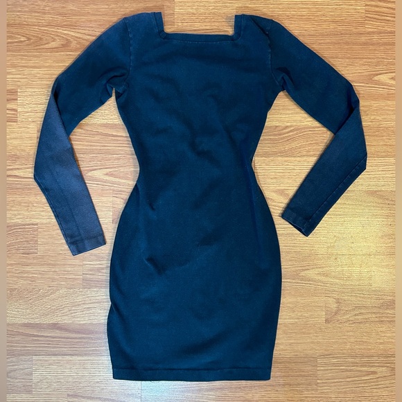 Vintage Dresses & Skirts - 90’s Vintage Long Sleeve Black Bodycon Dress size XS